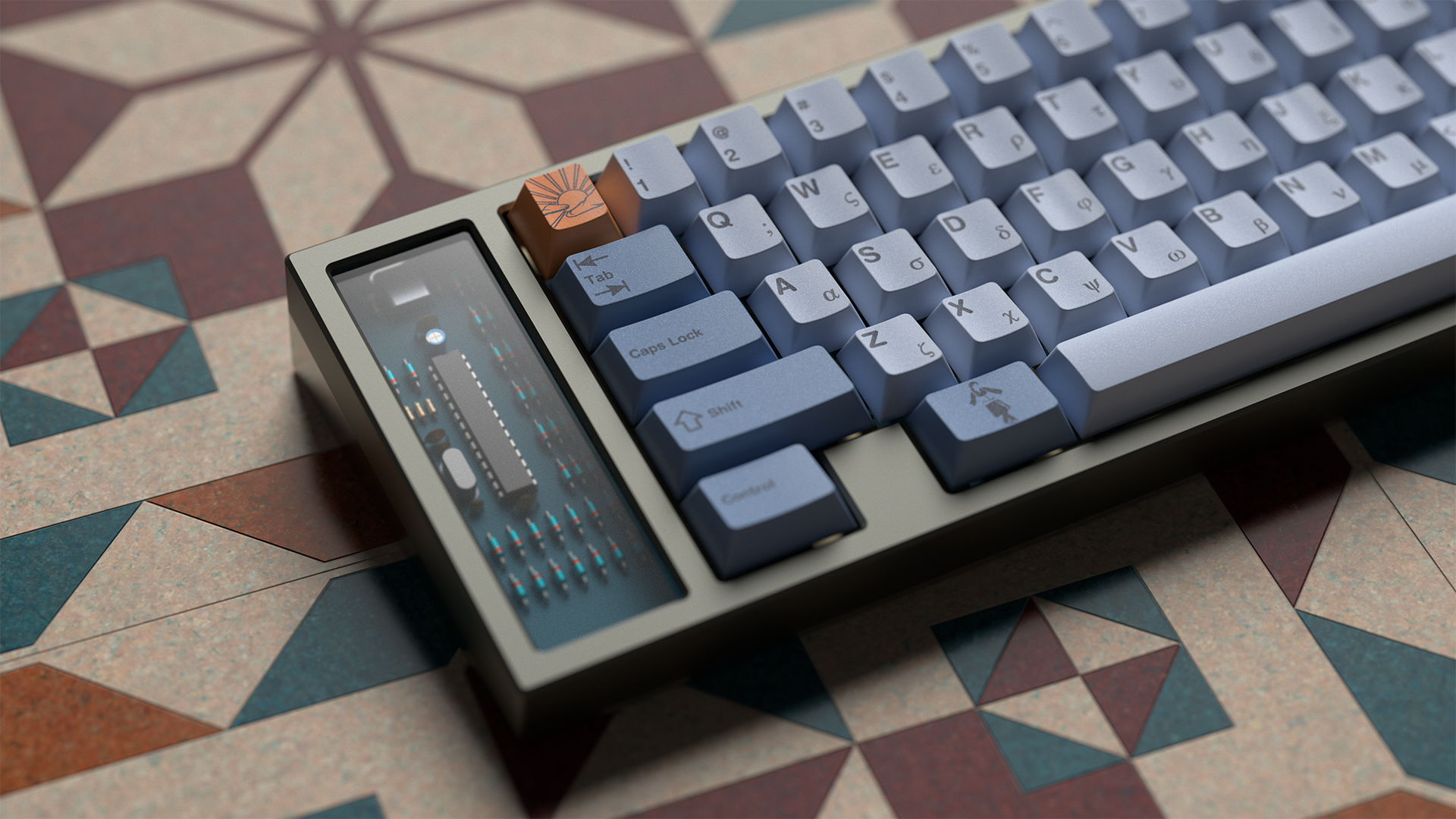 ePBT Kavala keycaps rendered on the Argyle mechanical keyboard.