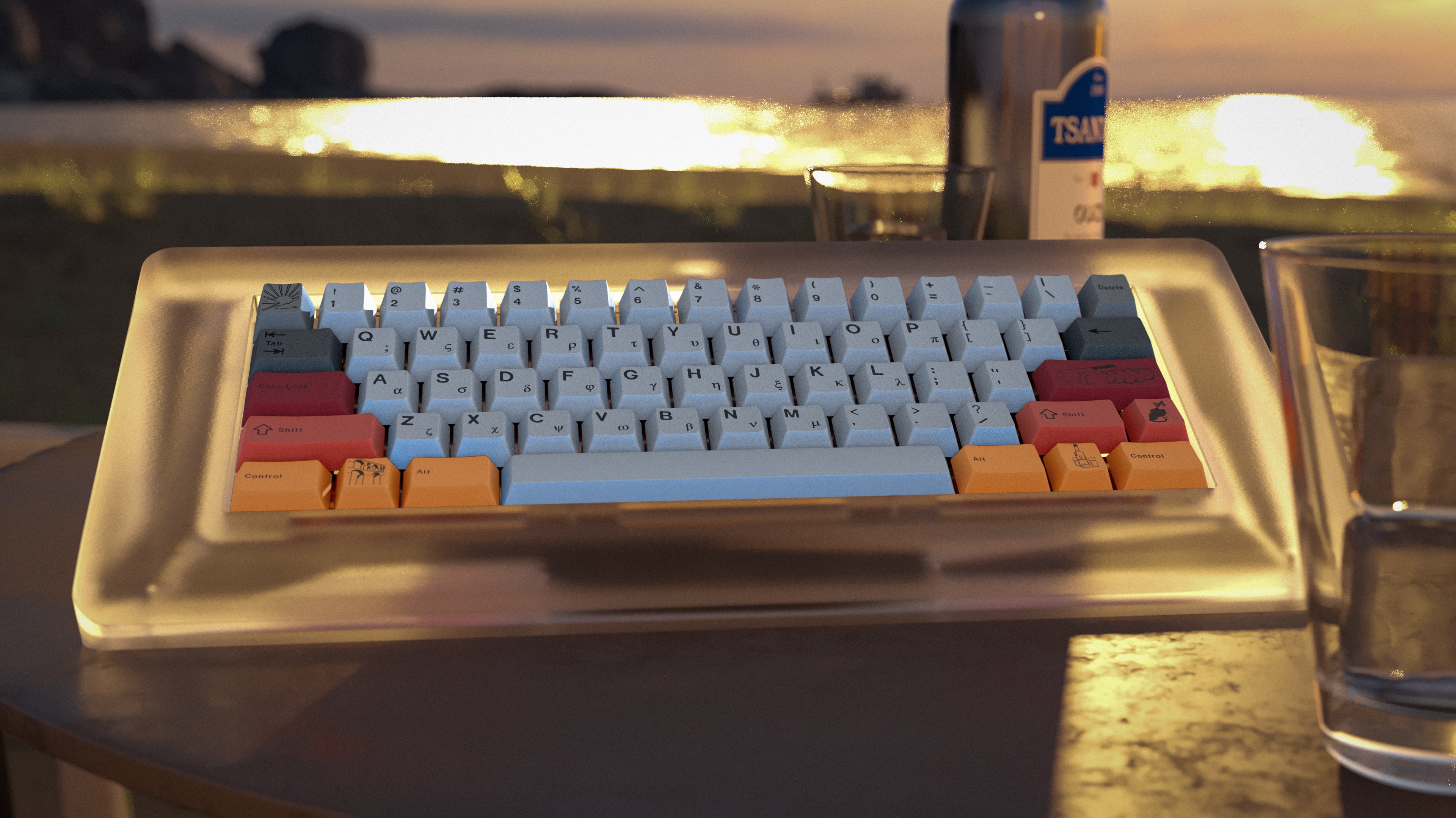 ePBT Kavala keycaps rendered on the Piggy60 mechanical keyboard.