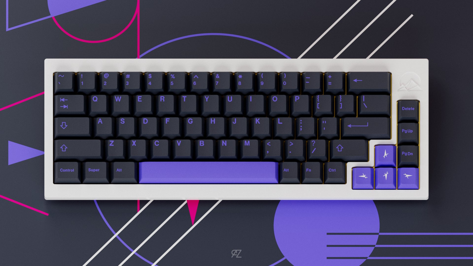 Alpine65 keyboard with GMK Avanguardia keycap set Base Kit, Love Darkness Kit and Novelties Kit